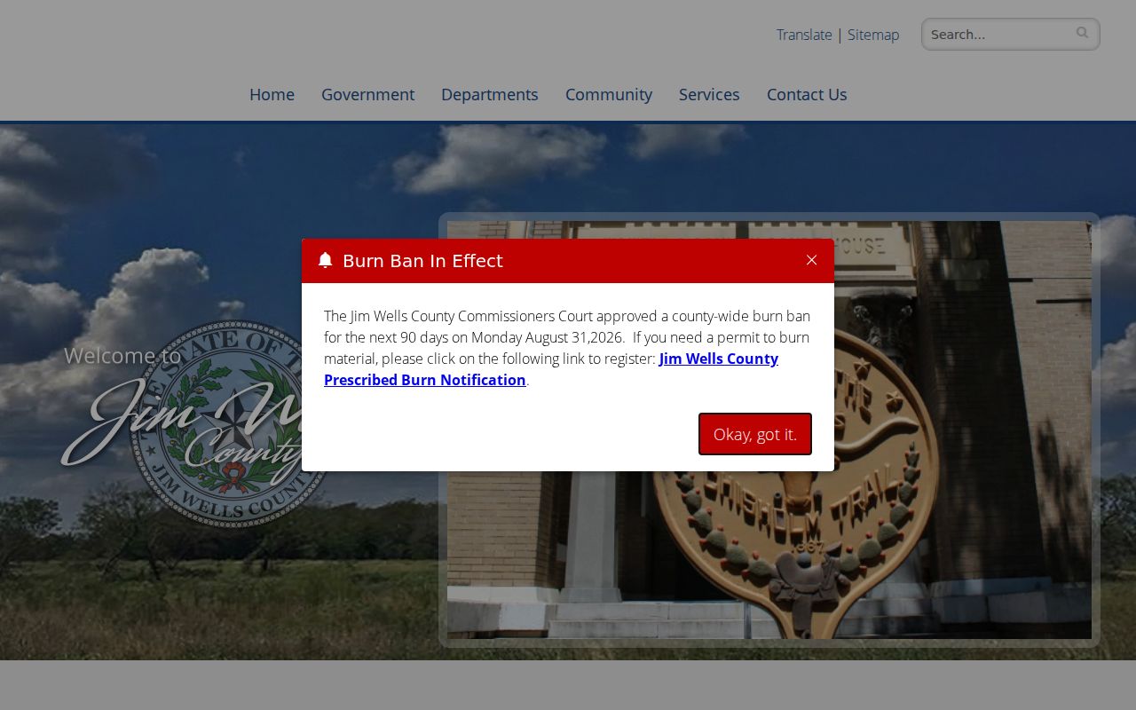 Official Jim Wells County website navigation for courts and clerks